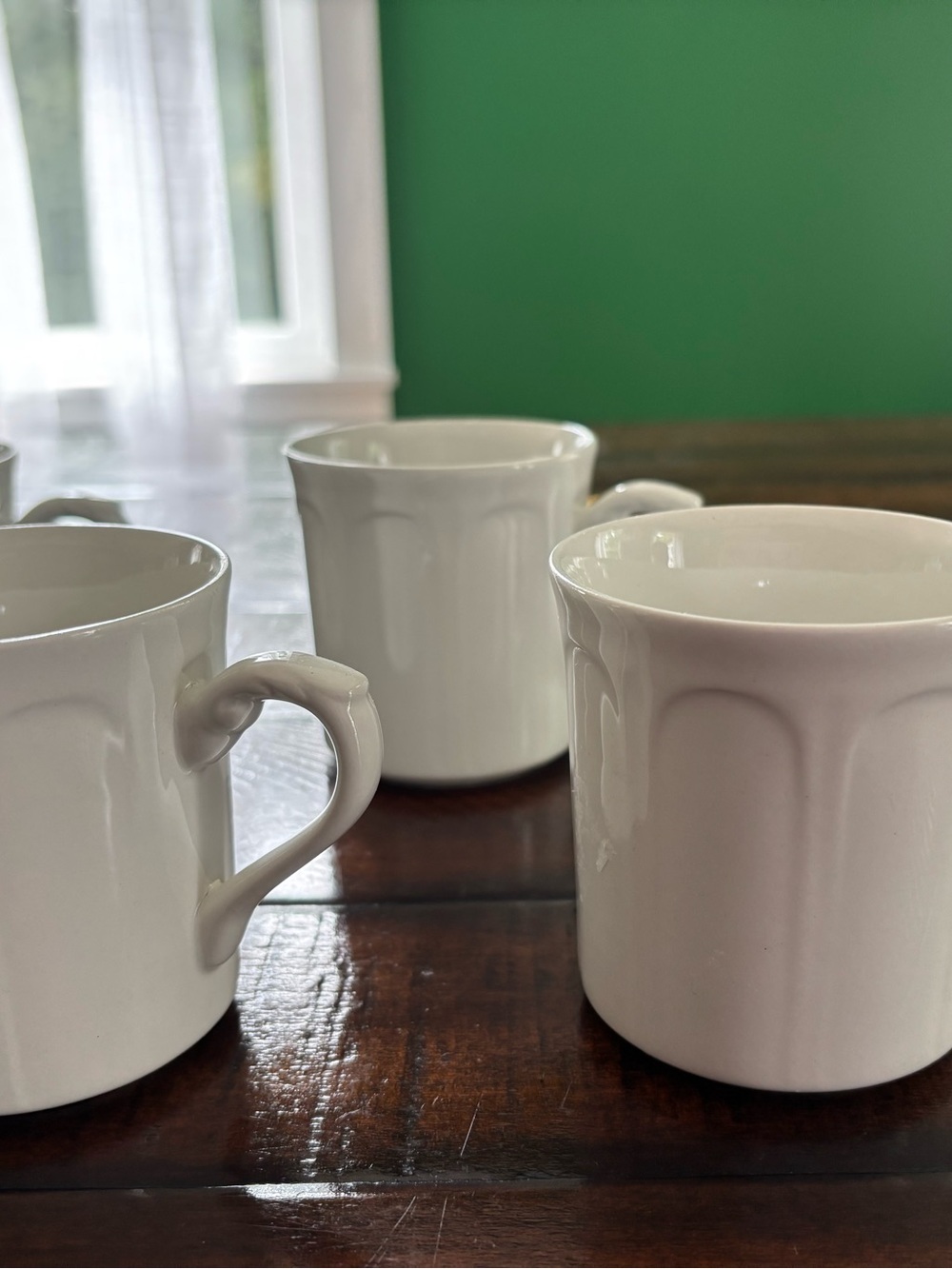 White Ceramic Coffee Mugs - Set of 4